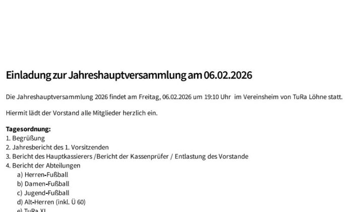Jahreshauptversammlung 2026